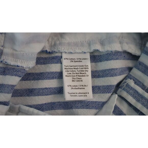 Vineyard Vines Women’s Sz 8 White/Blue Striped Linen Blend Catamaran Capris $108 - Picture 4 of 10